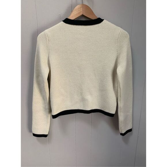 ZARA GOLDEN BUTTON KNIT CARDIGAN SWEATER BLACK WHITE MEDIUM - Picture 3 of 6